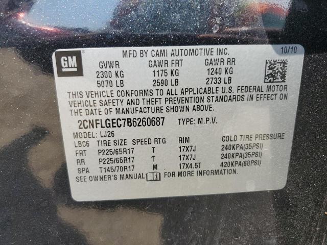 2CNFLGEC7B6260687 - 2011 CHEVROLET EQUINOX LTZ BLACK photo 12