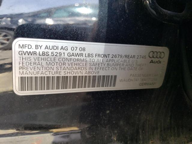 WAUDH74F78N171258 - 2008 AUDI A6 3.2 QUATTRO BLACK photo 12