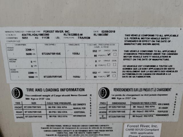 4X4TRLH24J1883360 - 2018 FORR ROCKWOOD 棕色 照片 10