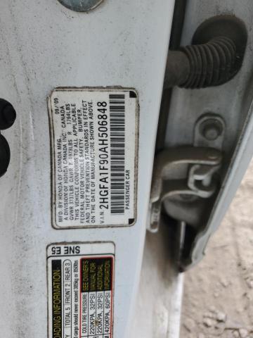 2HGFA1F90AH506848 - 2010 HONDA CIVIC EXL WHITE photo 12