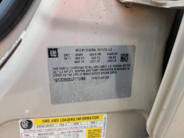 1G1ZC5E0XCF170784 - 2012 CHEVROLET MALIBU 1LT BEIGE photo 12