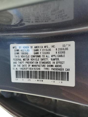 1HGCR2F7XEA162546 - 2014 HONDA ACCORD EX CHARCOAL photo 12