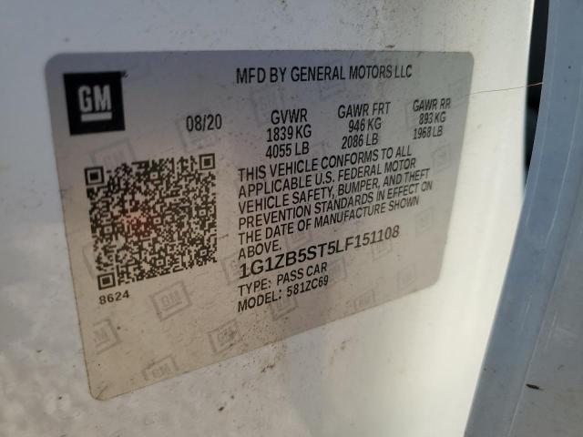 1G1ZB5ST5LF151108 - 2020 CHEVROLET MALIBU LS أبيض صورة 12