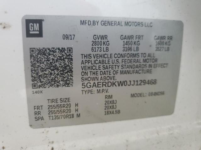 5GAERDKW0JJ129468 - 2018 BUICK ENCLAVE AVENIR თეთრი ფოტო 13