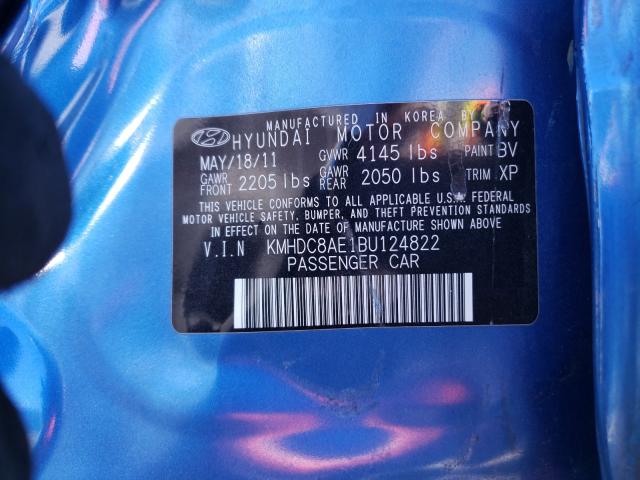 KMHDC8AE1BU124822 - 2011 HYUNDAI ELANTRA TO GLS BLUE photo 10