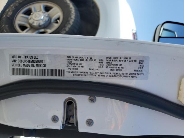 3C6UR5JL6NG296911 - 2022 RAM 2500 BIG HORN/LONE STAR WHITE photo 12