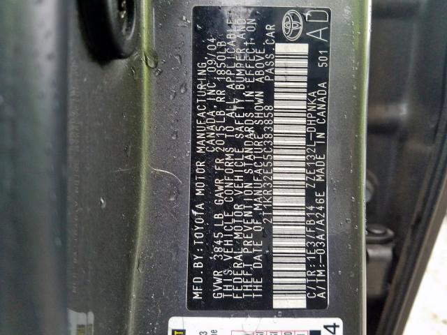 2T1KR32E55C383858 - 2005 TOYOTA COROLLA MATRIX XR  photo 10