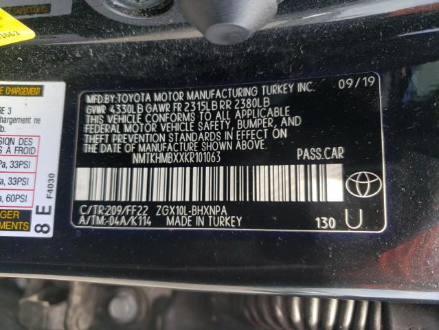 NMTKHMBXXKR101063 - 2019 TOYOTA C-HR XLE Қара фото 13