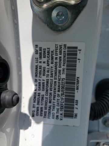 19XFC1F78JE002275 - 2018 HONDA CIVIC EXL Weiß Foto 13