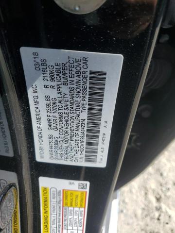1HGCV1F98JA142314 - 2018 HONDA ACCORD TOURING Negro foto 12