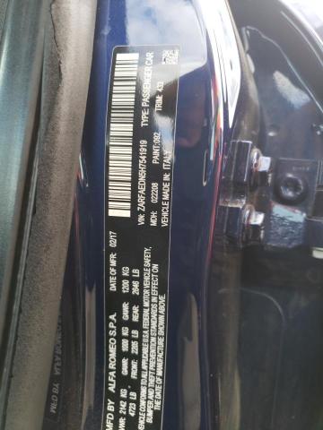 ZARFAEDN5H7541919 - 2017 ALFA ROMEO GIULIA Q4 蓝色 照片 12