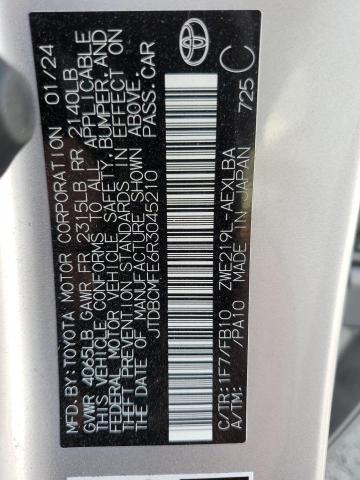 JTDBCMFE6R3045210 - 2024 TOYOTA COROLLA LE SILVER photo 12