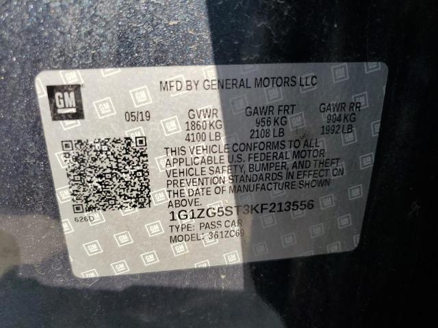 1G1ZG5ST3KF213556 - 2019 CHEVROLET MALIBU RS GRAY photo 12