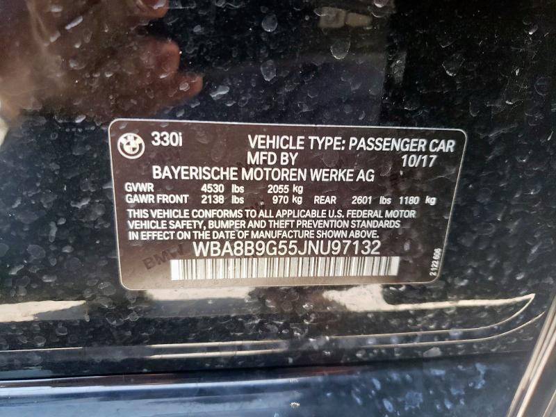 WBA8B9G55JNU97132 - 2018 BMW 330 I BLACK photo 13