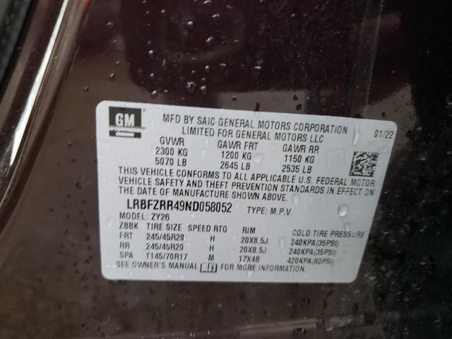 LRBFZRR49ND058052 - 2022 BUICK ENVISION AVENIR Bordo fotoğraf 13