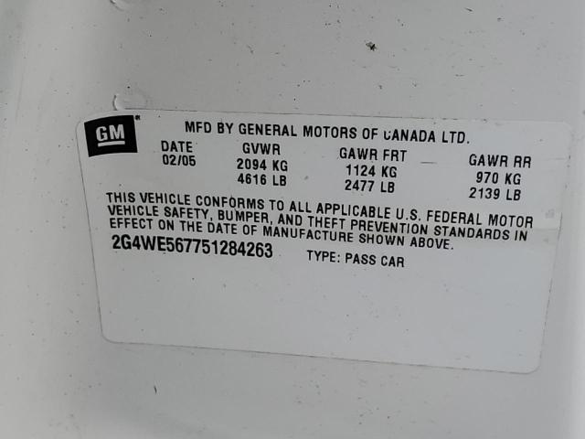 2G4WE567751284263 - 2005 BUICK LACROSSE CXS 白色 照片 12