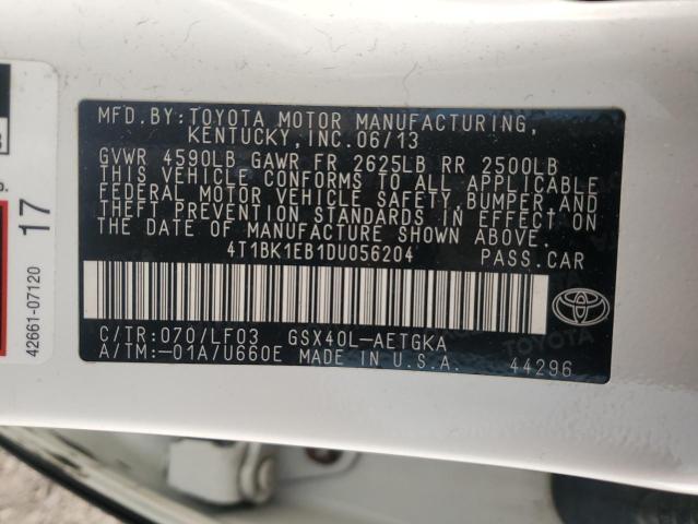 4T1BK1EB1DU056204 - 2013 TOYOTA AVALON BASE WHITE photo 12
