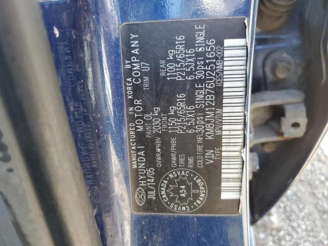 KM8JM12B76U251656 - 2006 HYUNDAI TUCSON GL BLUE photo 13