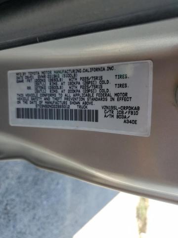 5TESN92N02Z885312 - 2002 TOYOTA TACOMA XTRACAB PRERUNNER ვერცხლისფერი ფოტო 12