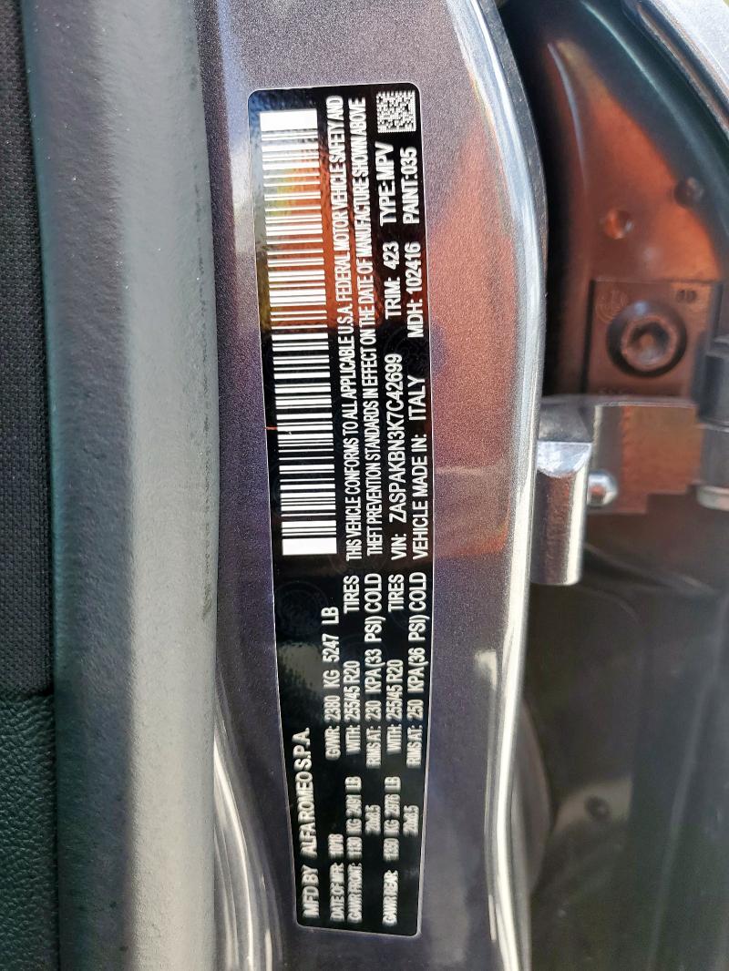 ZASPAKBN3K7C42699 - 2019 ALFA ROMEO STELVIO TI GRAY photo 13