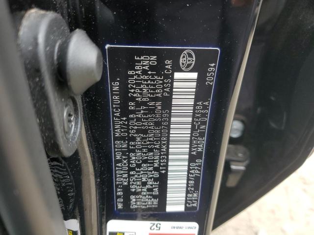 4T1S31AKXRU076395 - 2024 TOYOTA CAMRY SE NIGHT SHADE BLACK photo 12