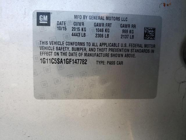 1G11C5SA1GF147782 - 2016 CHEVROLET MALIBU LIM LT Күміс фото 13