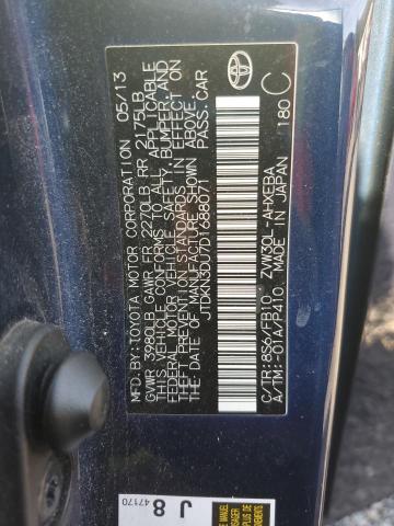 JTDKN3DU7D1688071 - 2013 TOYOTA PRIUS ლურჯი ფოტო 12