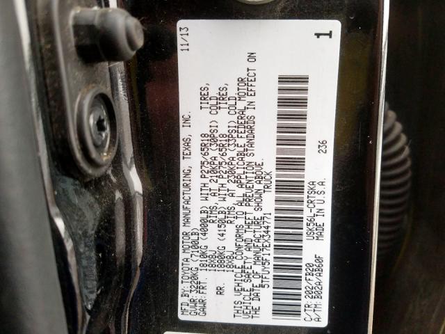 5TFUY5F17EX344771 - 2014 TOYOTA TUNDRA DOUBLE CAB SR/SR5  photo 10