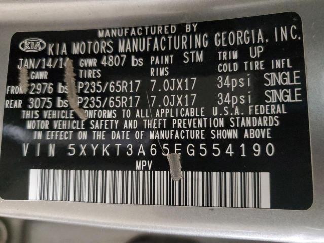 5XYKT3A65FG554190 - 2015 KIA SORENTO LX SILVER photo 13