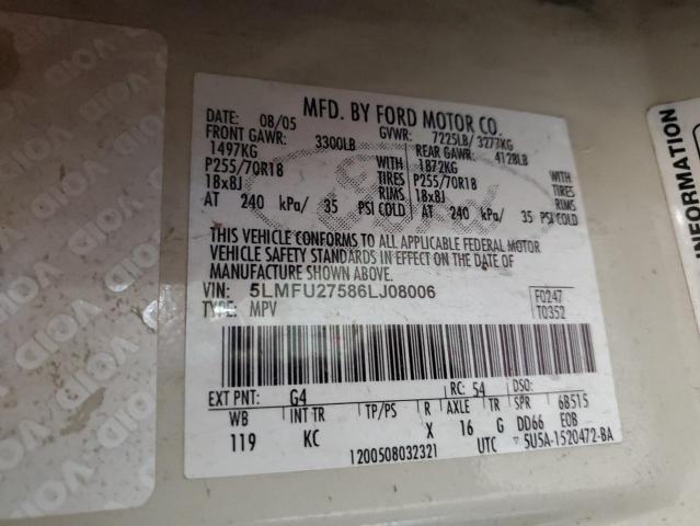 5LMFU27586LJ08006 - 2006 LINCOLN NAVIGATOR WHITE photo 14