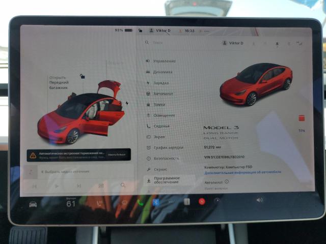 5YJ3E1EB6LF802010 - 2020 TESLA MODEL 3 WHITE photo 9