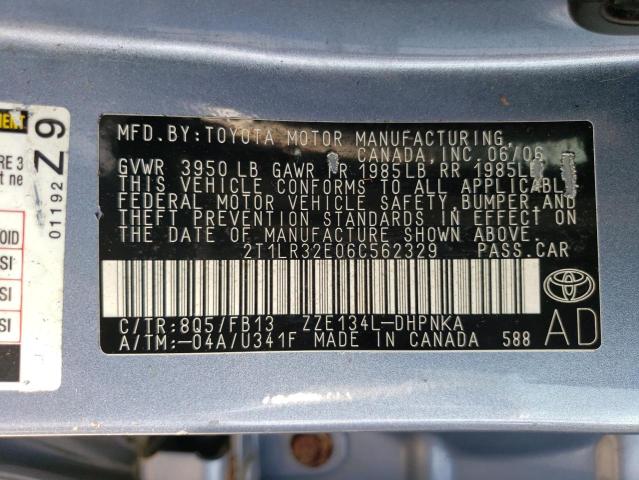 2T1LR32E06C562329 - 2006 TOYOTA MATRIX BASE BLUE photo 12