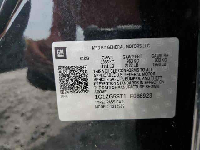 1G1ZG5ST1LF086923 - 2020 CHEVROLET MALIBU RS BLACK photo 12