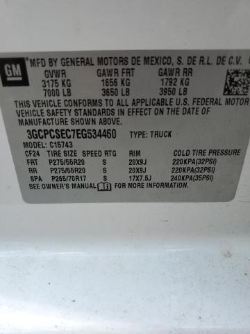 3GCPCSEC7EG534460 - 2014 CHEVROLET SILVERADO C1500 LTZ WHITE photo 12