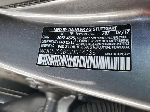 WDDSJ5CB0JN564936 - 2018 MERCEDES-BENZ CLA 45 AMG GRAY photo 12