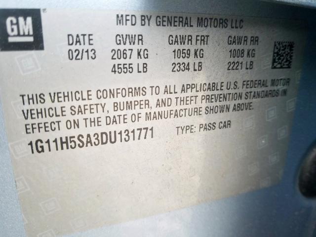 1G11H5SA3DU131771 - 2013 CHEVROLET MALIBU LTZ  ფოტო 10