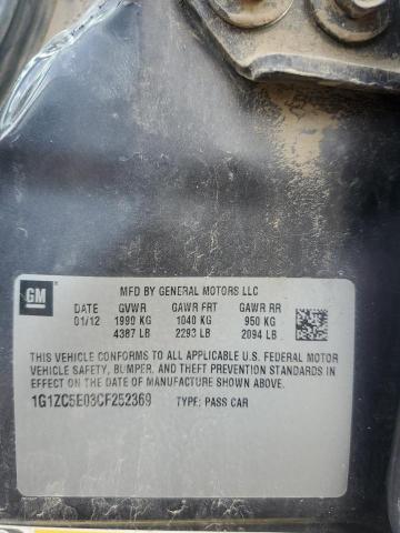 1G1ZC5E03CF252369 - 2012 CHEVROLET MALIBU 1LT Сұр фото 12