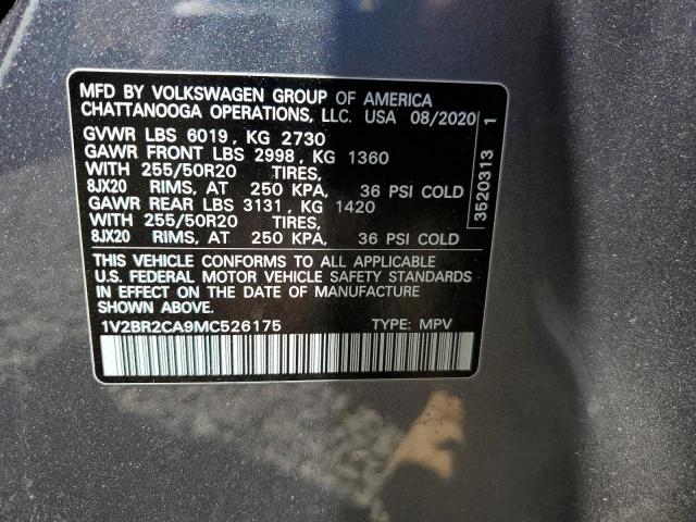 1V2BR2CA9MC526175 - 2021 VOLKSWAGEN ATLAS SEL GRAY photo 13