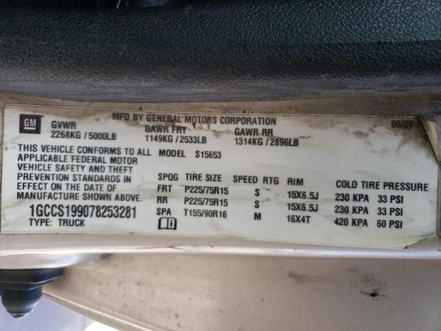 1GCCS199078253281 - 2007 CHEVROLET COLORADO SILVER photo 12