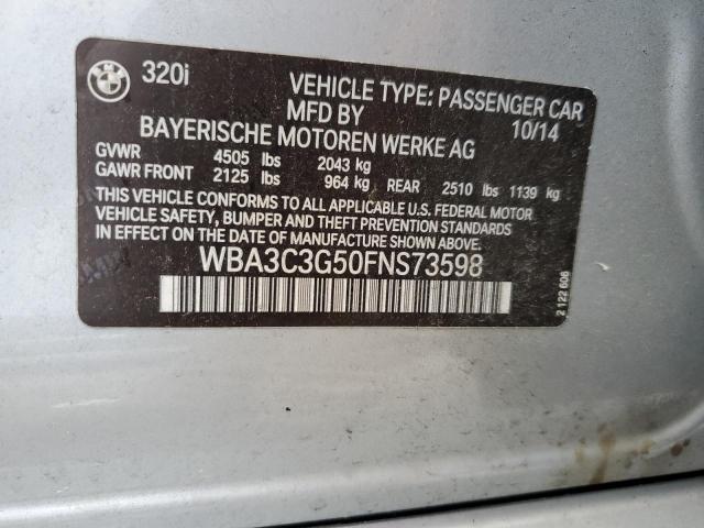 WBA3C3G50FNS73598 - 2015 BMW 320 I XDRIVE SILVER photo 12