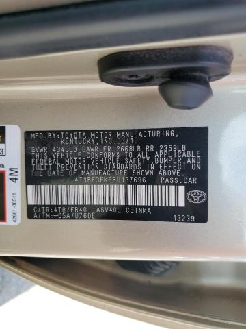 4T1BF3EK8BU137696 - 2011 TOYOTA CAMRY BASE 棕色 照片 12