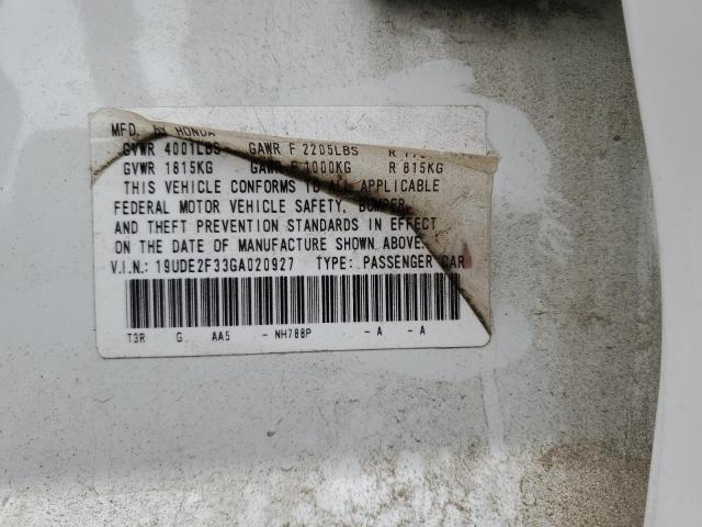 19UDE2F33GA020927 - 2016 ACURA ILX BASE WATCH PLUS WHITE photo 12