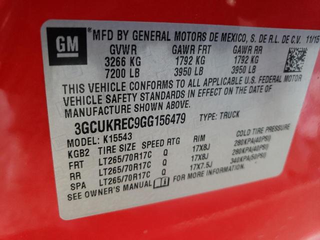 3GCUKREC9GG156479 - 2016 CHEVROLET SILVERADO K1500 LT RED photo 12