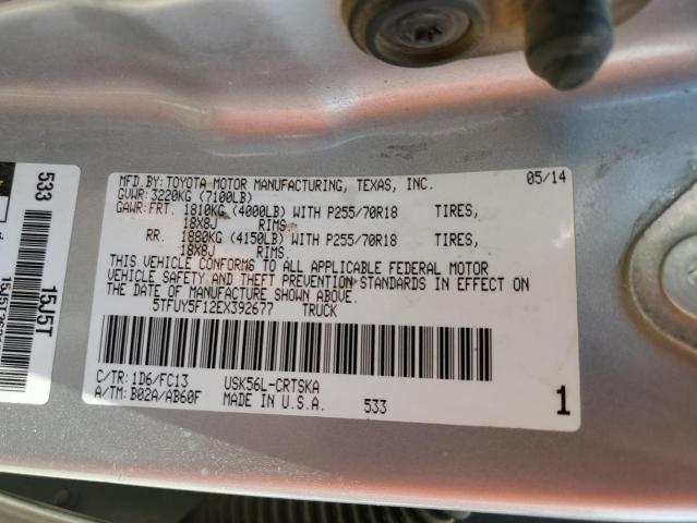 5TFUY5F12EX392677 - 2014 TOYOTA TUNDRA DOUBLE CAB SR/SR5 GRAY photo 13