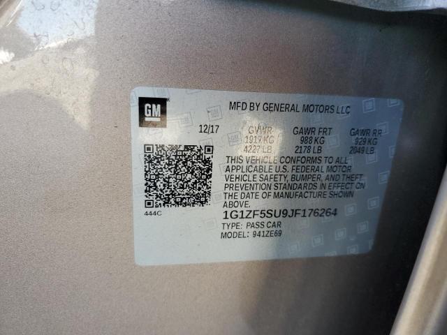 1G1ZF5SU9JF176264 - 2018 CHEVROLET MALIBU HYBRID BEIGE photo 12