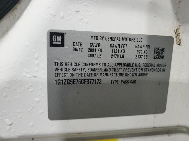 1G1ZG5E76CF377173 - 2012 CHEVROLET MALIBU LTZ თეთრი ფოტო 12