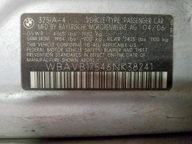 WBAVB17546NK38241 - 2006 BMW 325 I AUTOMATIC  photo 10