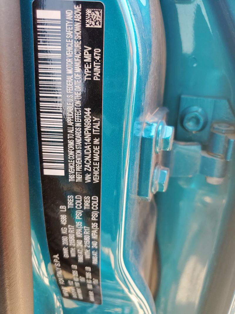 ZACNJDA14NPN98044 - 2022 JEEP RENEGADE SPORT TEAL photo 13