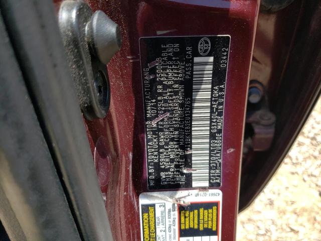 4T1BK1EB2EU134765 - 2014 TOYOTA AVALON BASE Tünd qırmızı foto 12