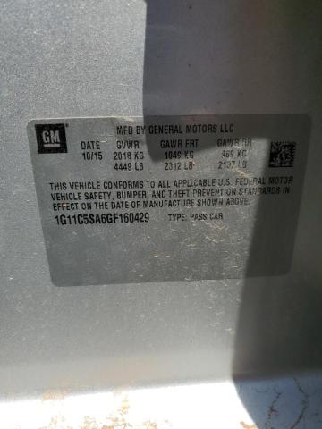 1G11C5SA6GF160429 - 2016 CHEVROLET MALIBU LIM LT SILVER photo 12